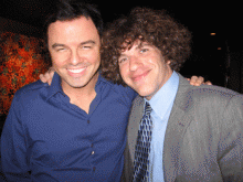 Seth MacFarlane Los Angeles magician Zach Waldman with Seth MacFarlane