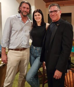 Andrew Form and Alexandra Daddario with comedy-magician Zach Waldman