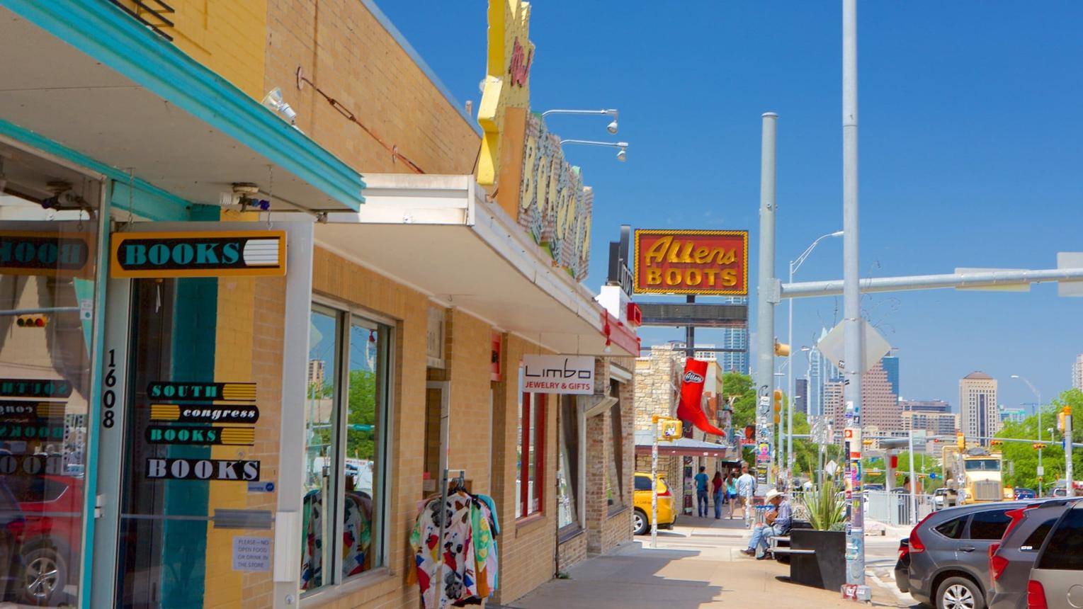 South Congress Avenue in Austin Texas with shops restaurants and live music venues